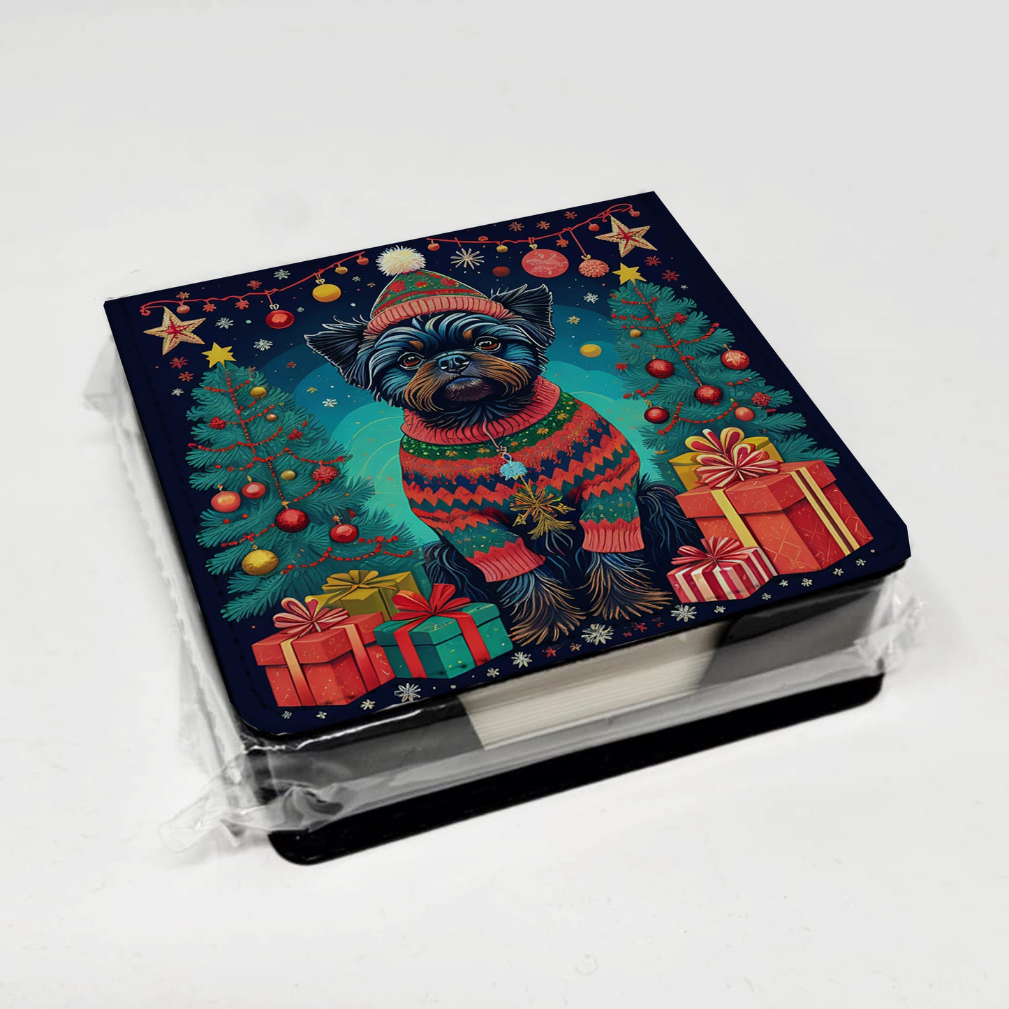 Affenpinscher Christmas PU Leather Note Paper Holder