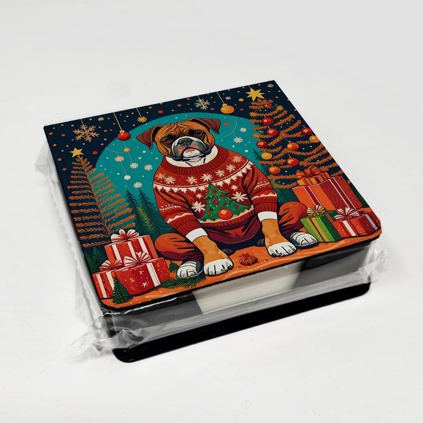 Boxer Christmas PU Leather Note Paper Holder