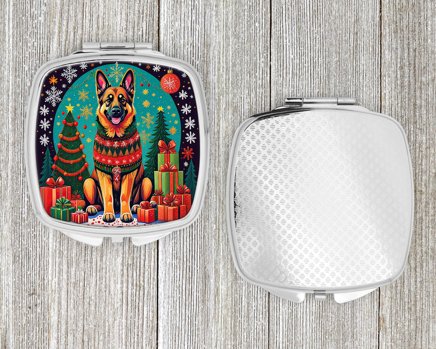 German Shepherd Christmas Compact Mirror