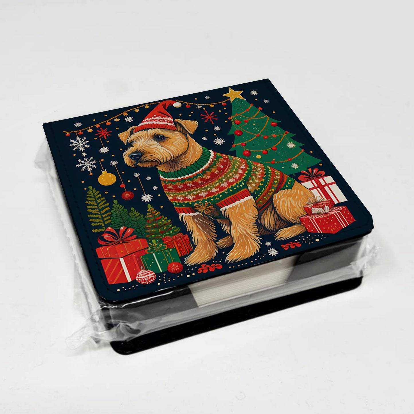 Lakeland Terrier Christmas PU Leather Note Paper Holder