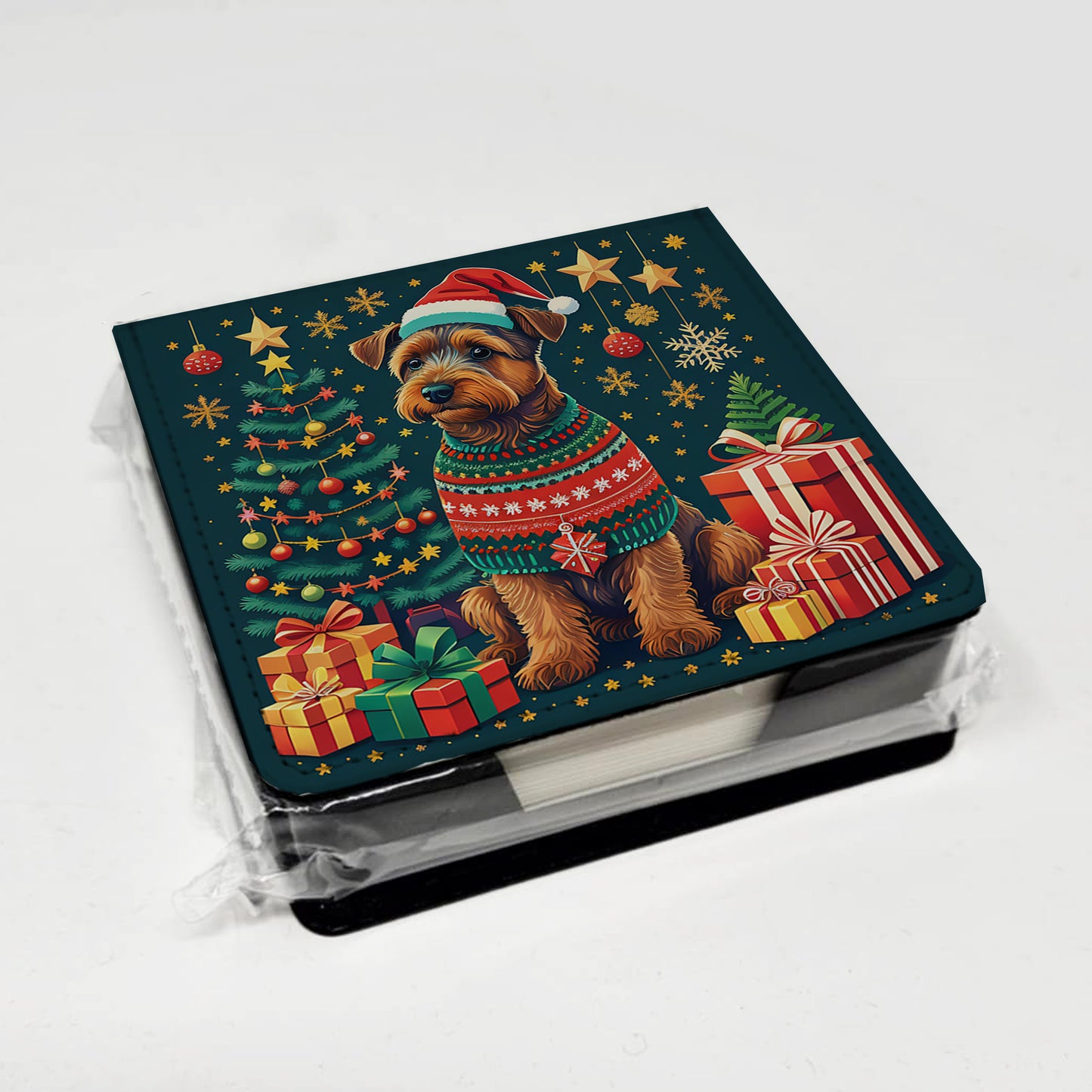 Welsh Terrier Christmas PU Leather Note Paper Holder