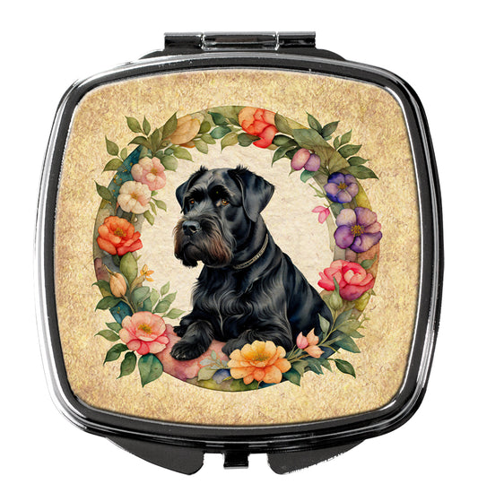 Buy this Giant Schnauzer and Flowers Compact Mirror