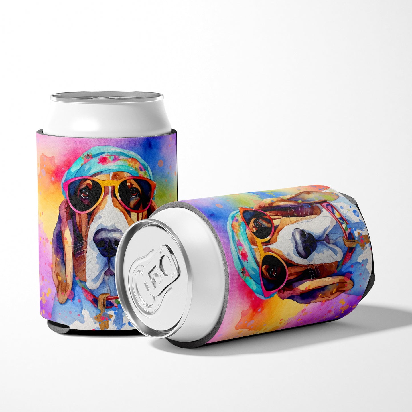 Basset Hound Hippie Dawg Can or Bottle Hugger