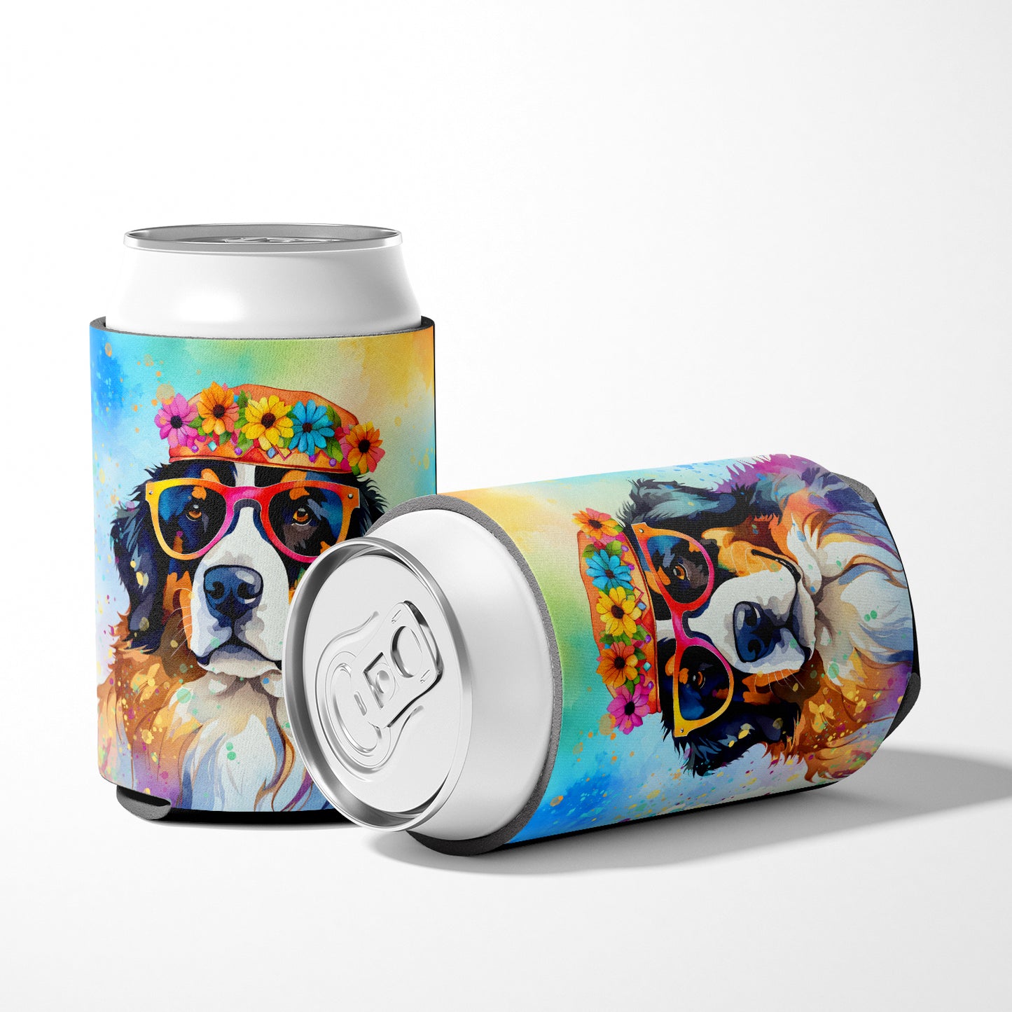 Bernese Mountain Dog Hippie Dawg Can or Bottle Hugger