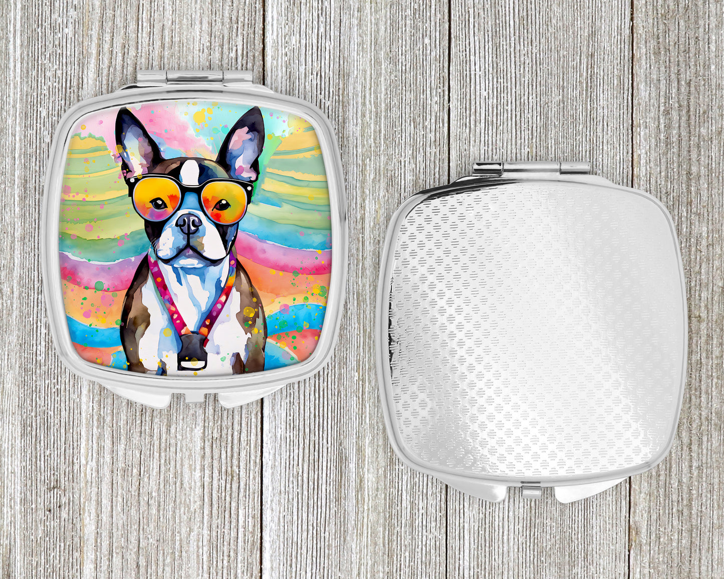 Boston Terrier Hippie Dawg Compact Mirror