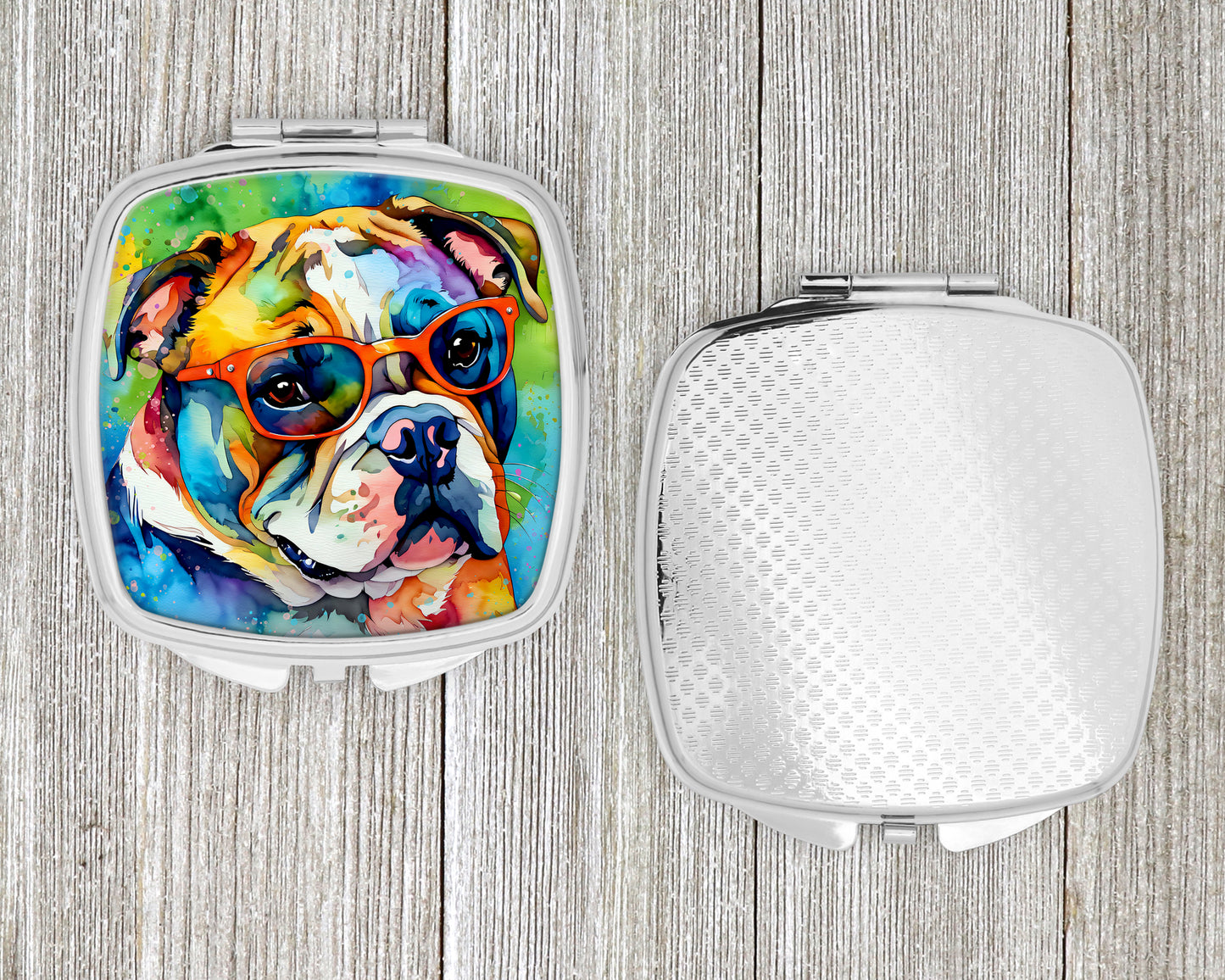 English Bulldog Hippie Dawg Compact Mirror