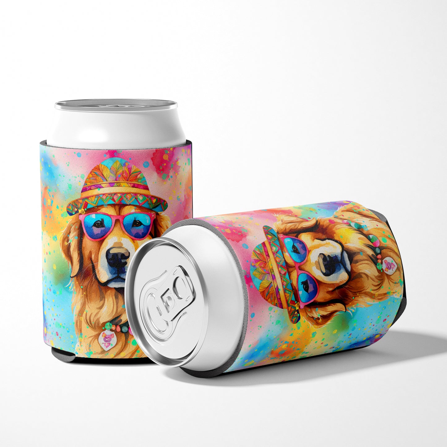 Golden Retriever Hippie Dawg Can or Bottle Hugger