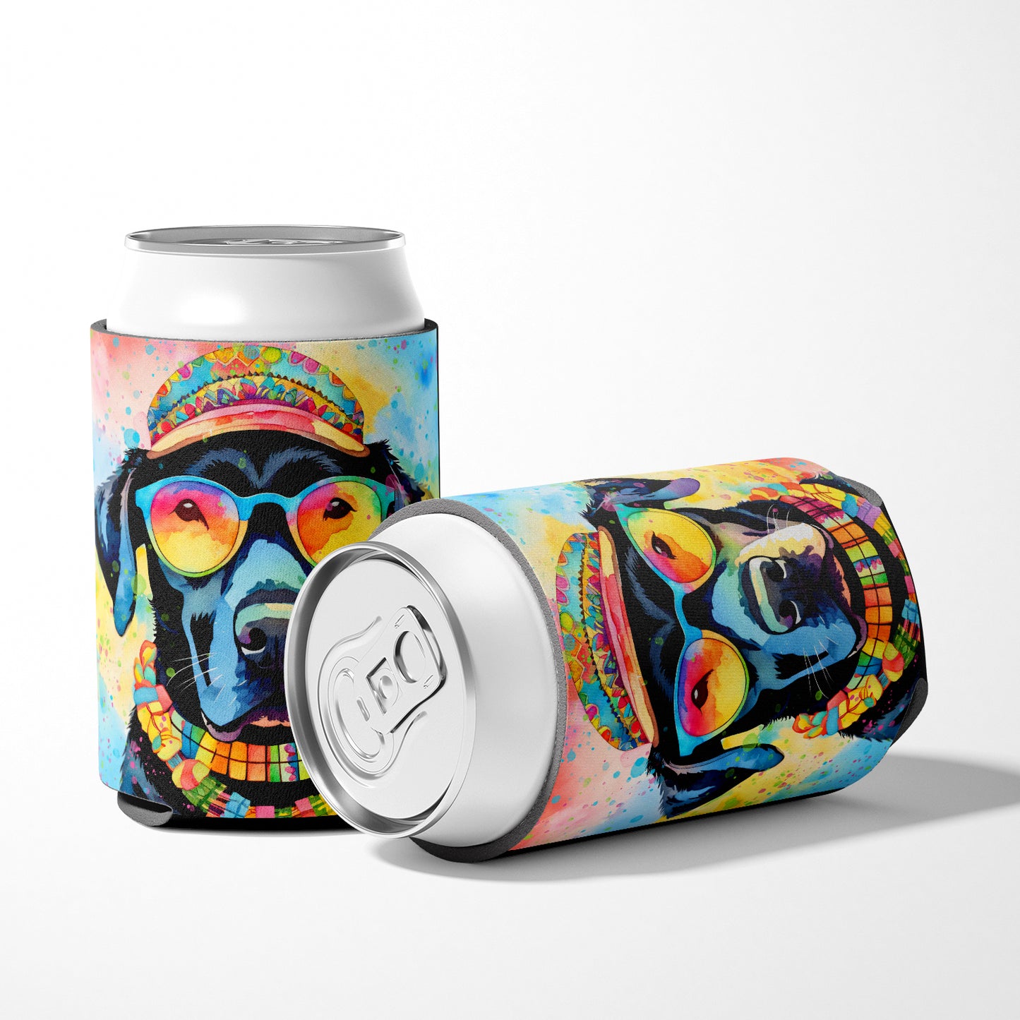 Black Labrador Hippie Dawg Can or Bottle Hugger