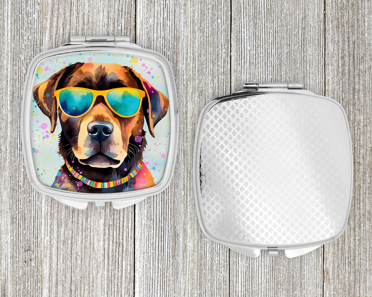 Chocolate Labrador Hippie Dawg Compact Mirror
