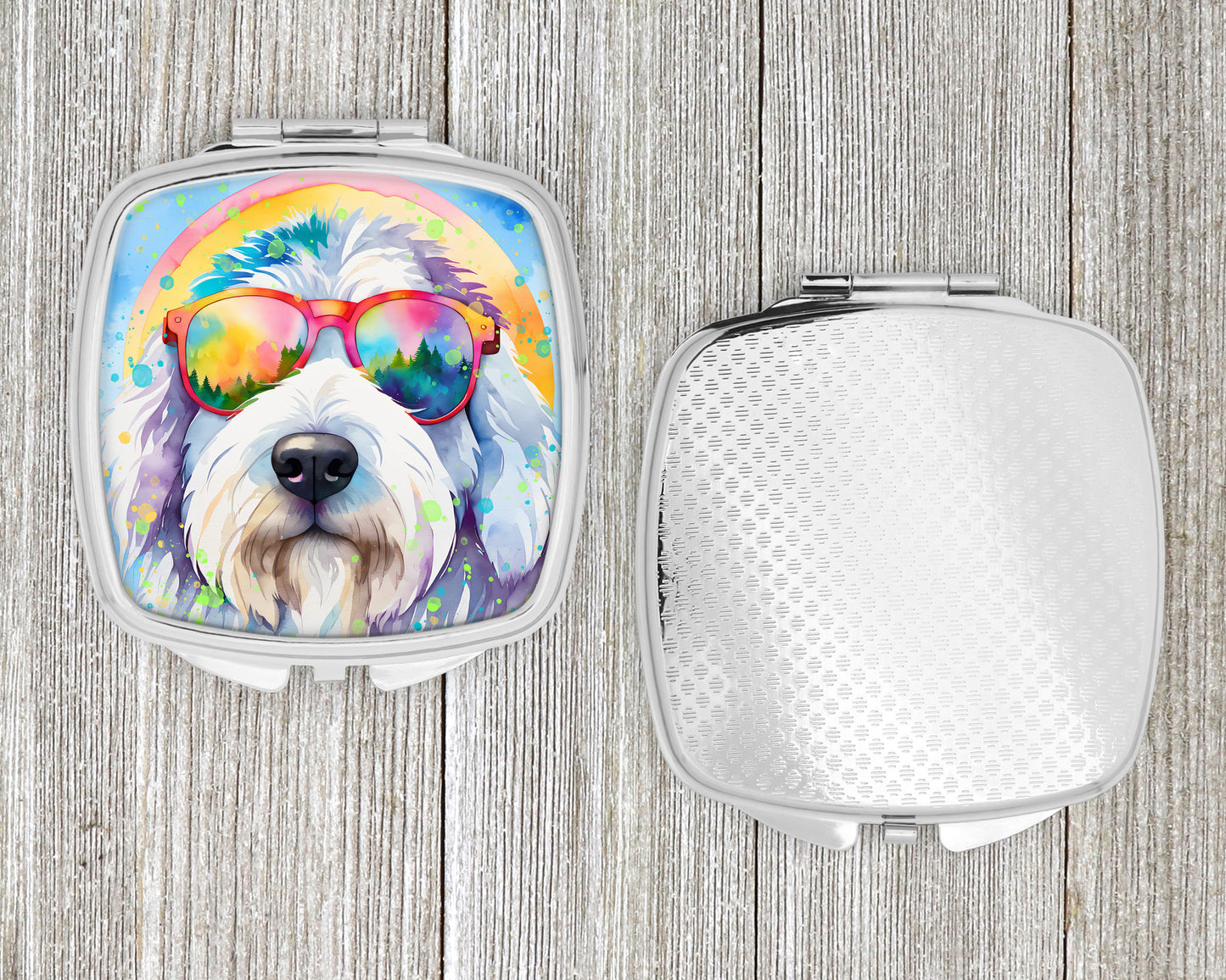 Old English Sheepdog Hippie Dawg Compact Mirror