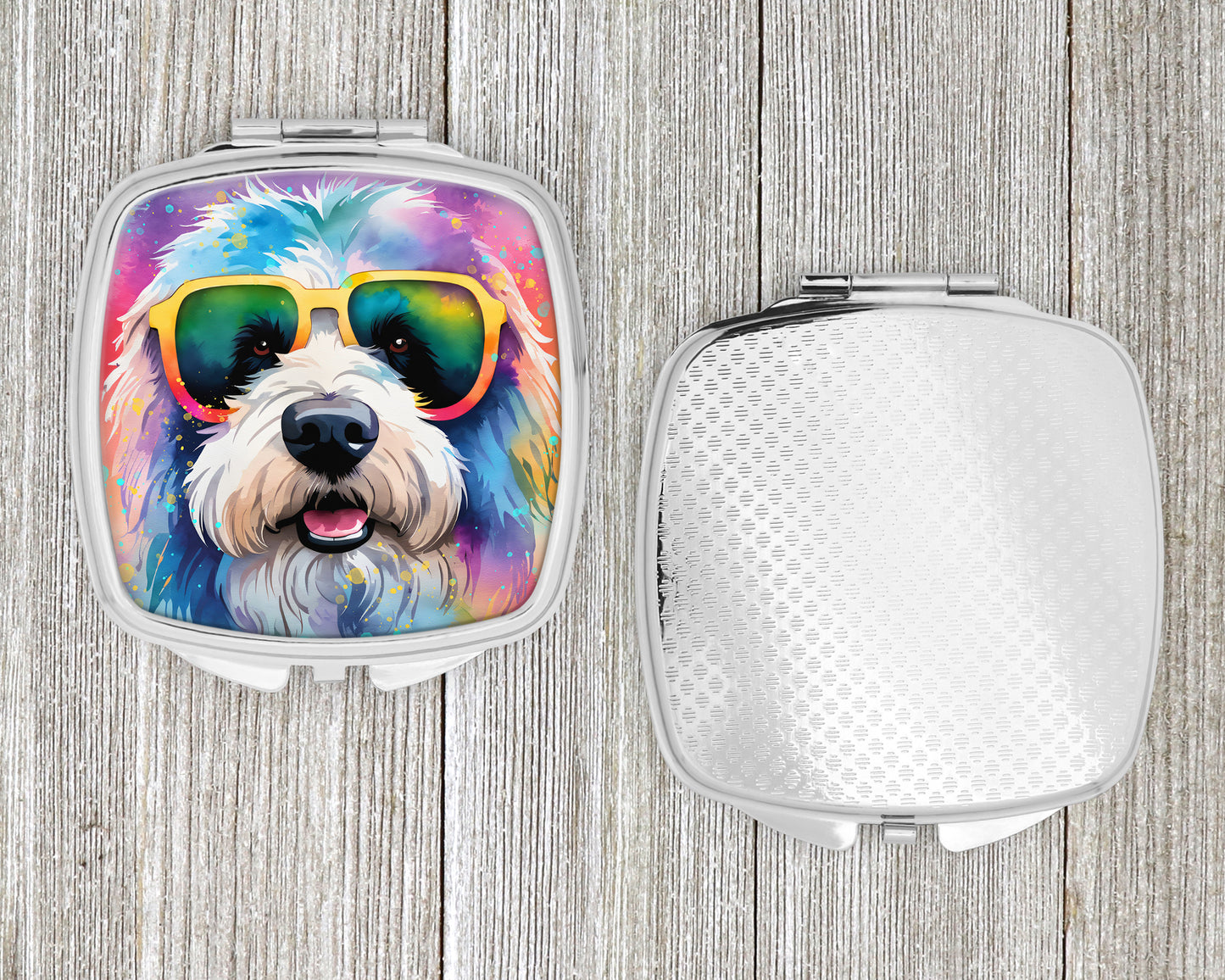 Old English Sheepdog Hippie Dawg Compact Mirror