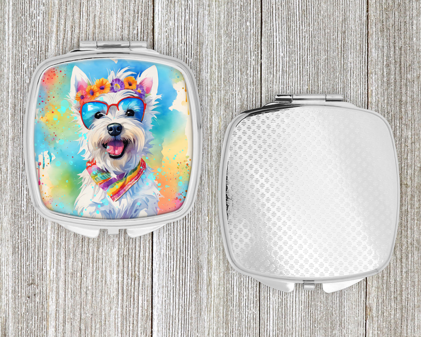 Westie Hippie Dawg Compact Mirror