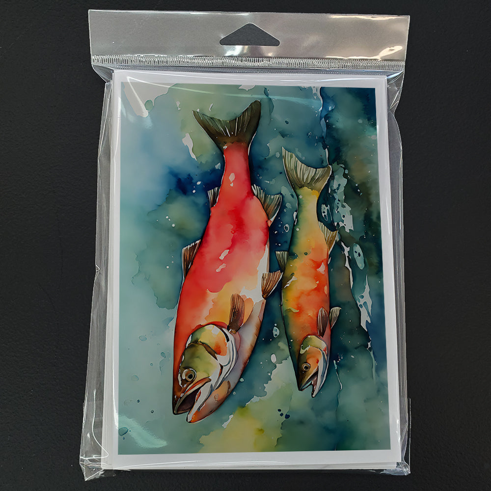 Salmon Greeting Cards Pack of 8