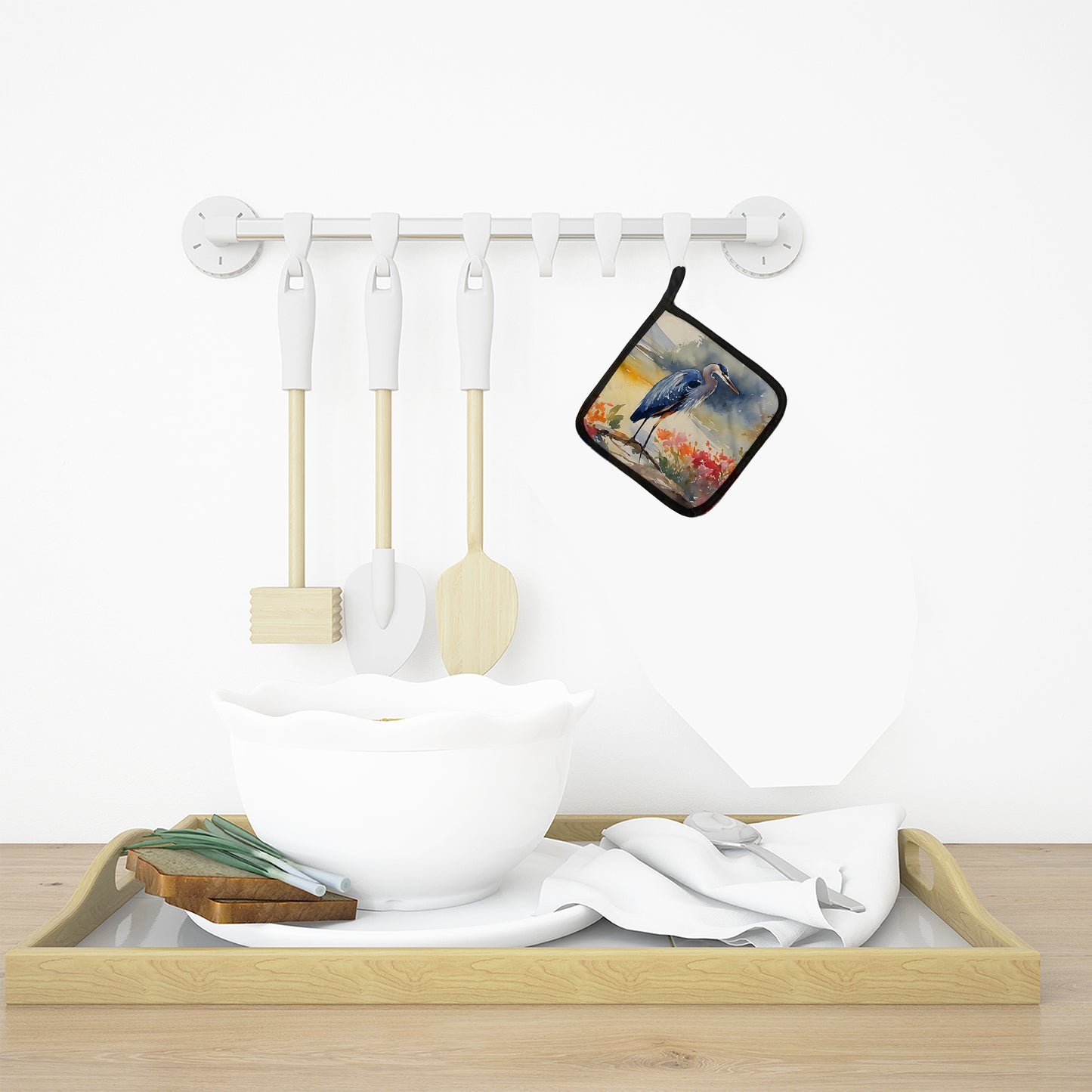 Blue Heron Pair of Pot Holders