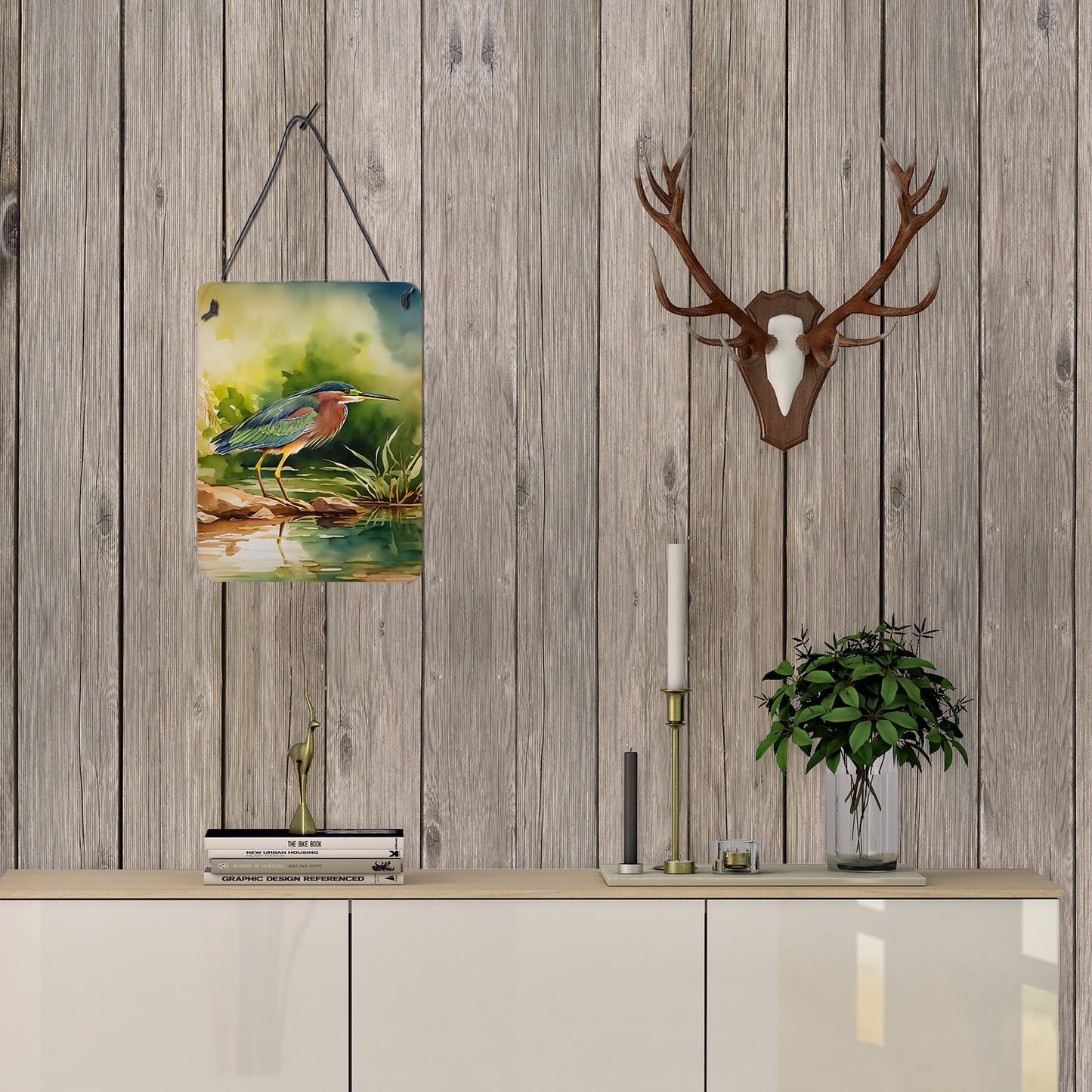 Green Heron Wall or Door Hanging Prints