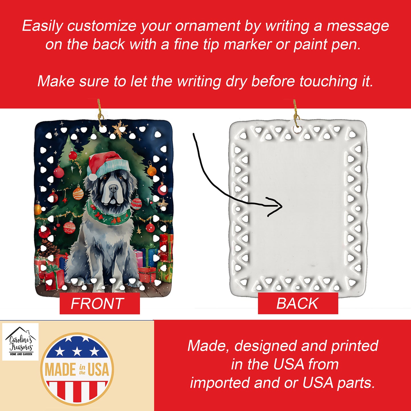 Newfoundland Christmas Porcelain Ornament