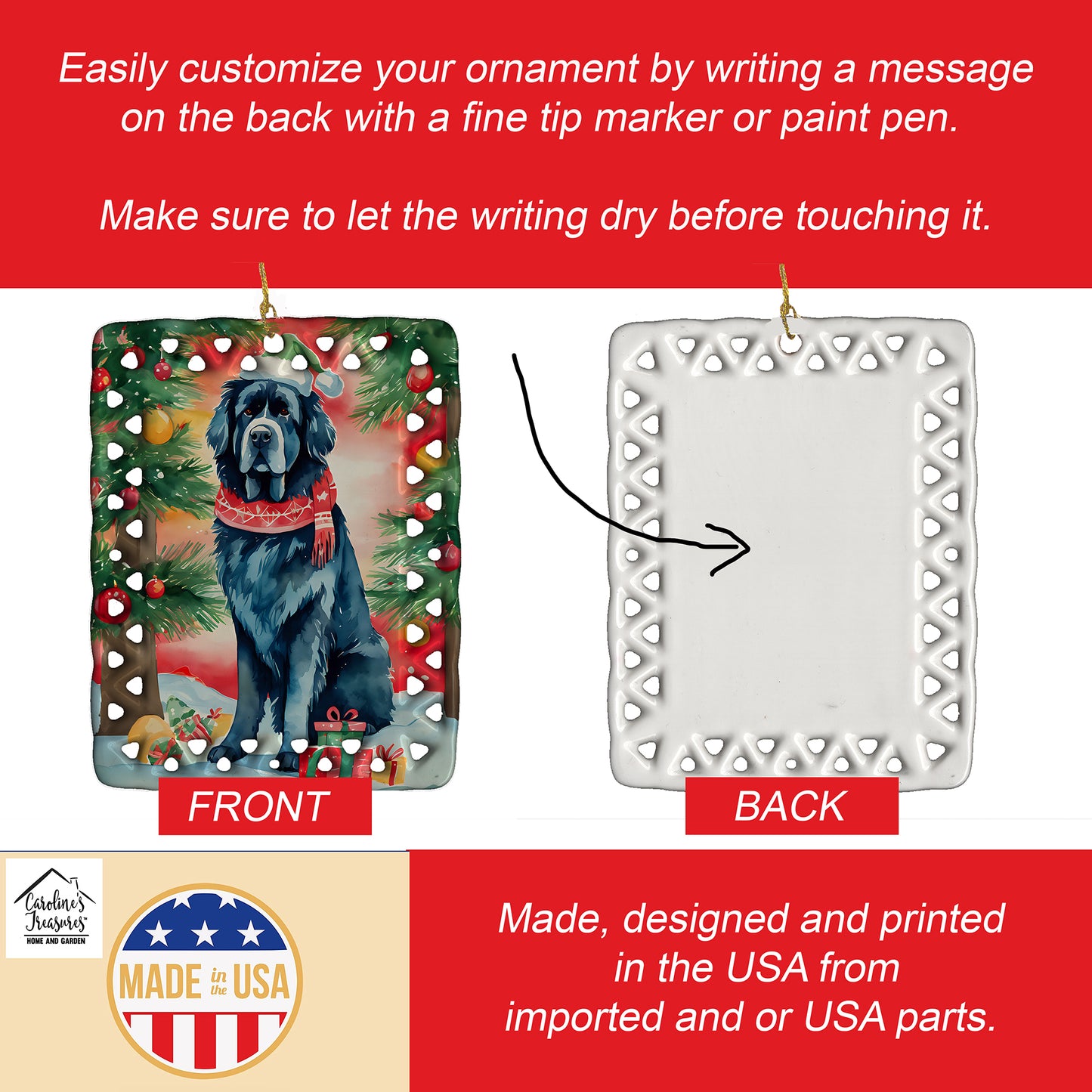 Newfoundland Christmas Porcelain Ornament