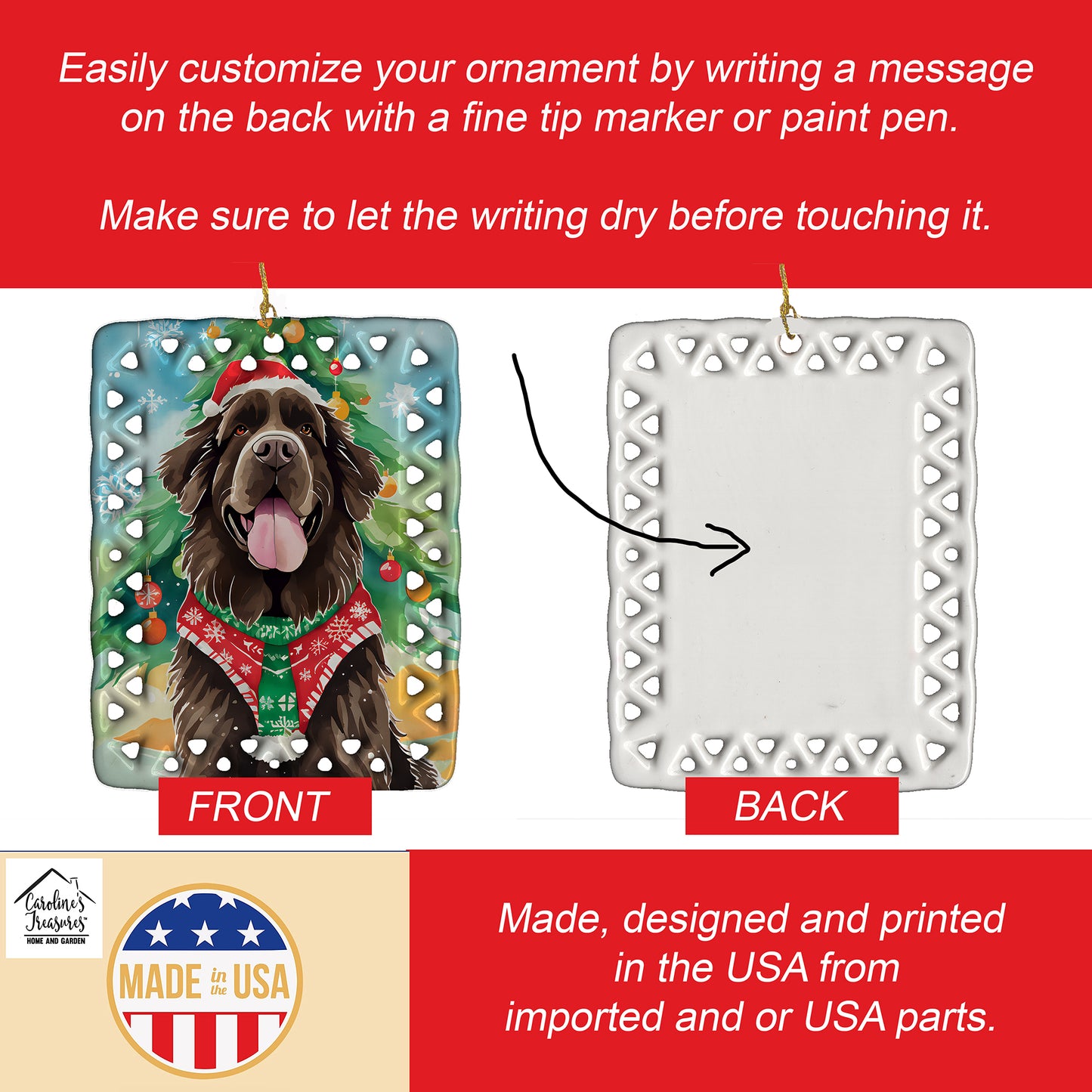 Newfoundland Christmas Porcelain Ornament