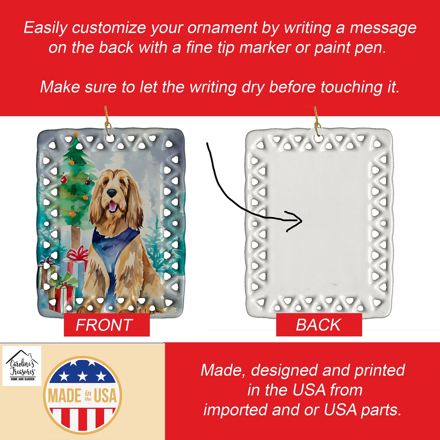 Otterhound Christmas Porcelain Ornament