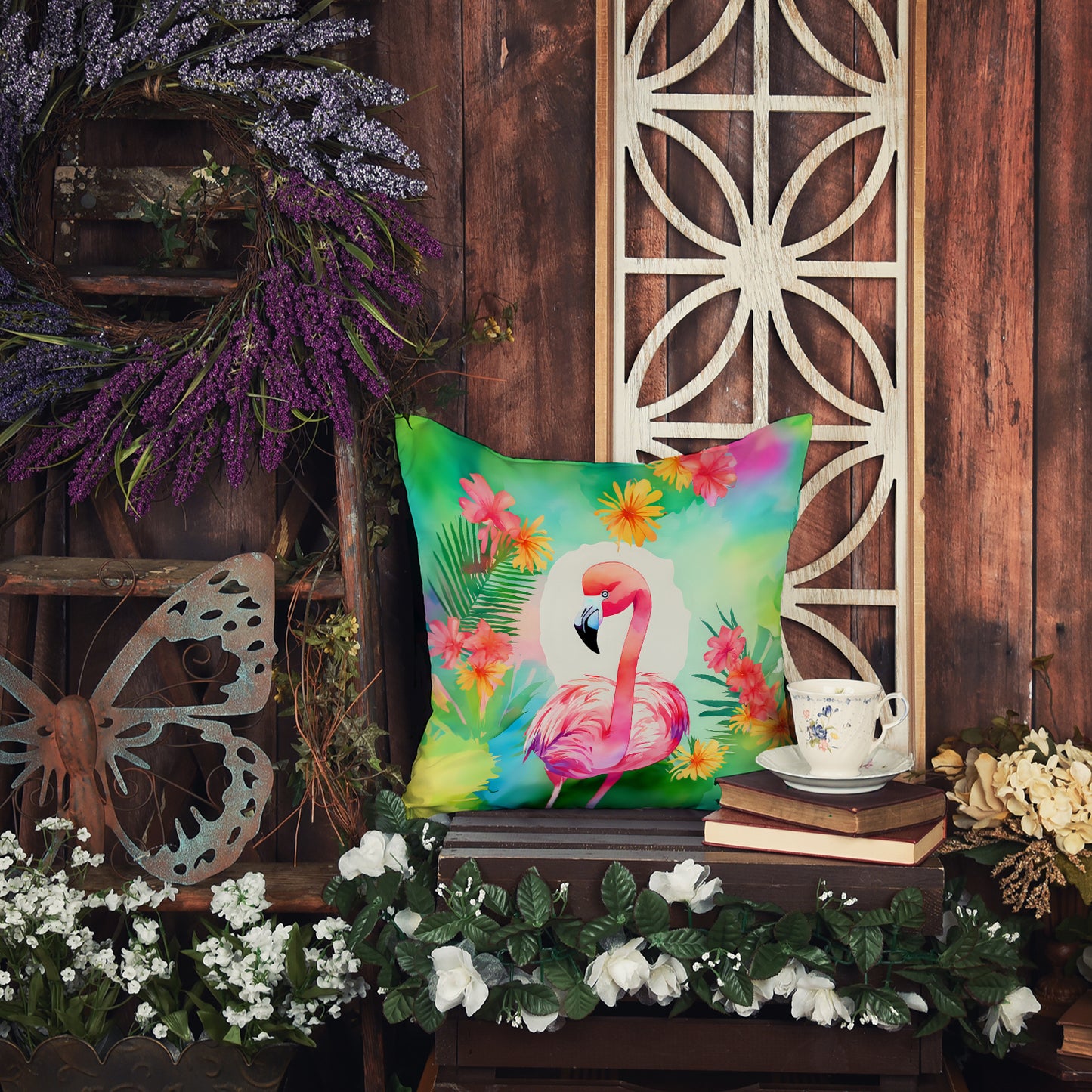 Hippie Animal Flamingo Throw Pillow