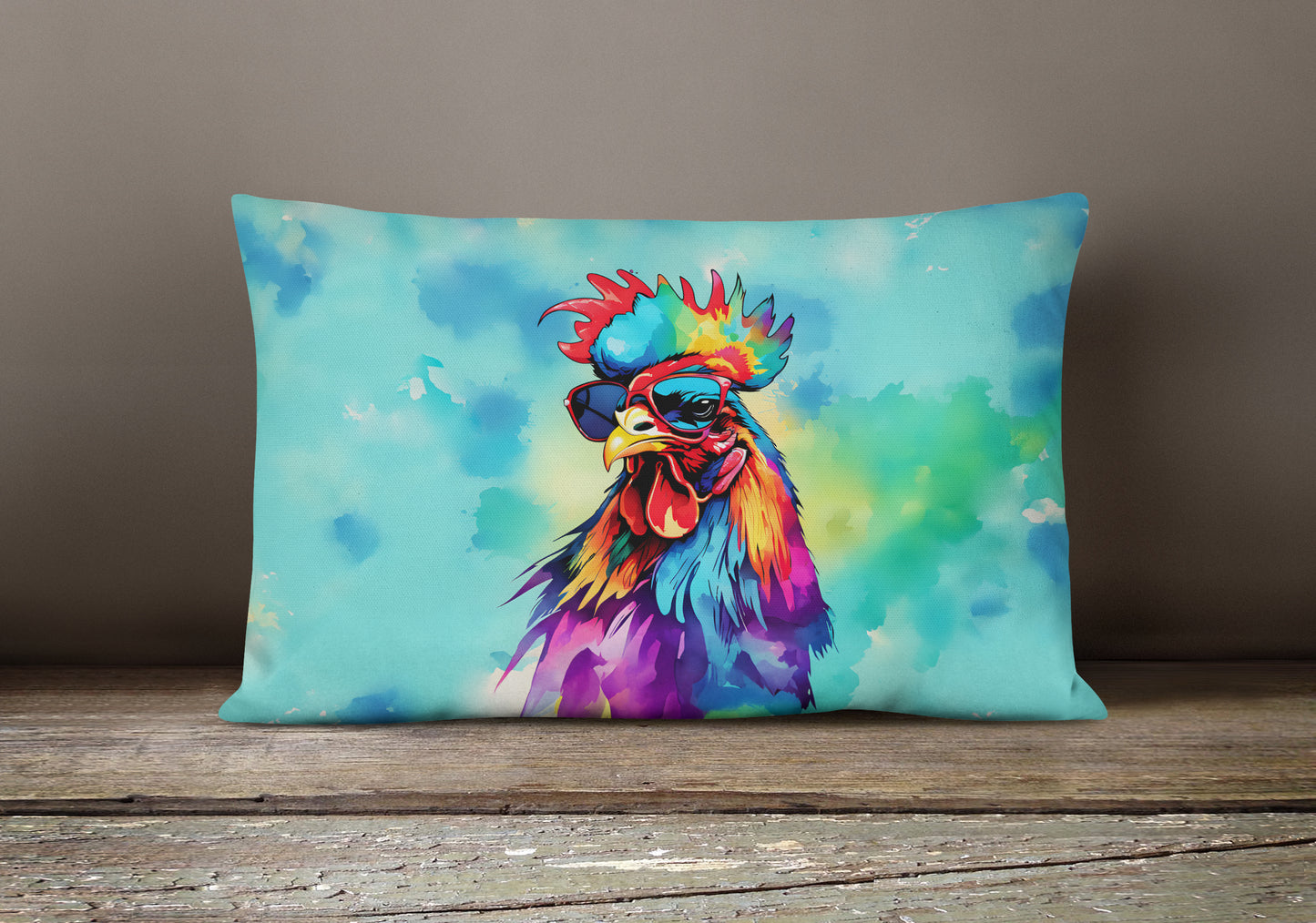 Hippie Animal Rooster Throw Pillow