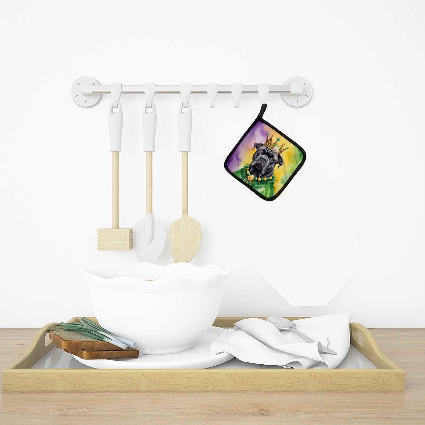 Cane Corso King of Mardi Gras Pair of Pot Holders