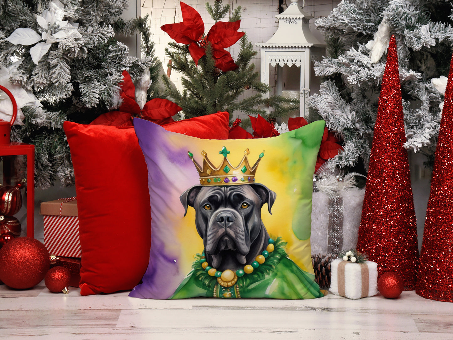Cane Corso King of Mardi Gras Throw Pillow