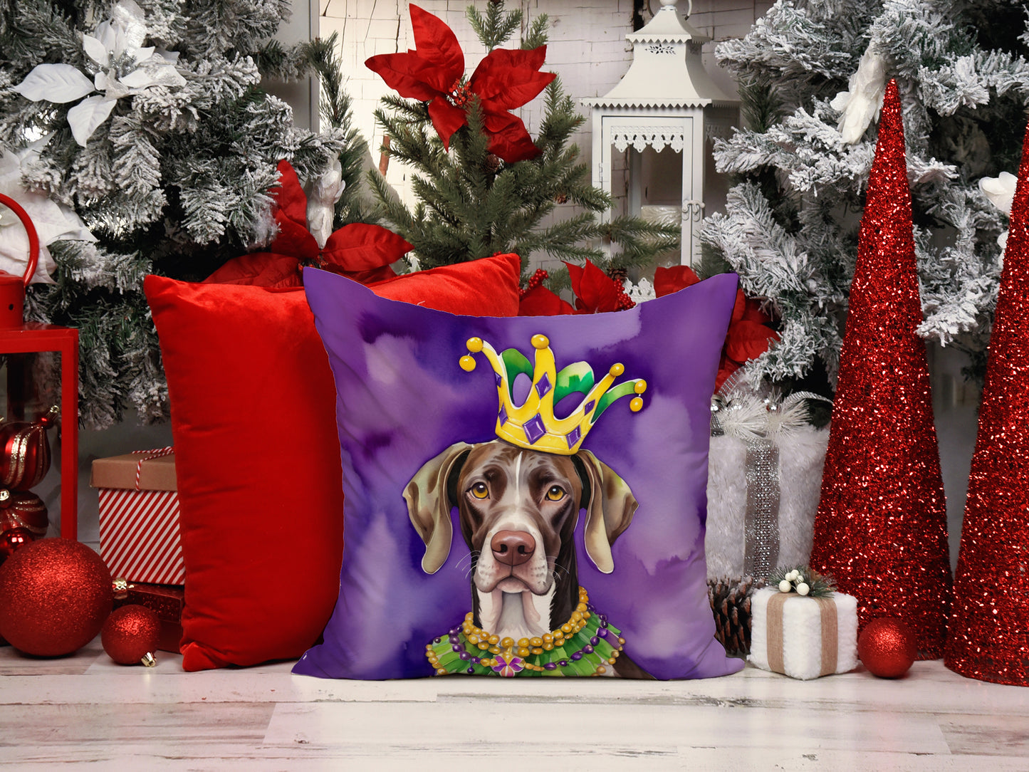 German Shorthaired Pointer King of Mardi Gras Throw Pillow
