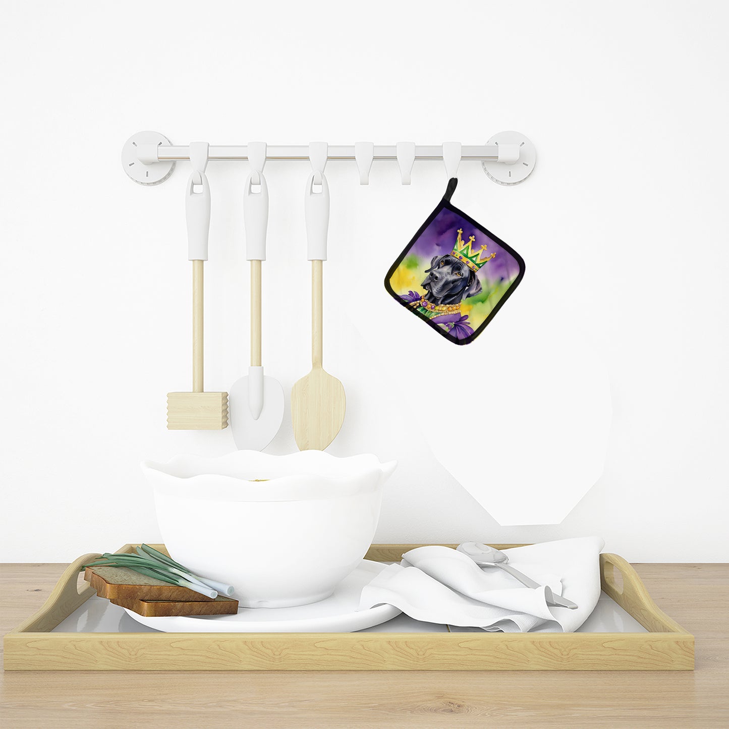 Great Dane King of Mardi Gras Pair of Pot Holders