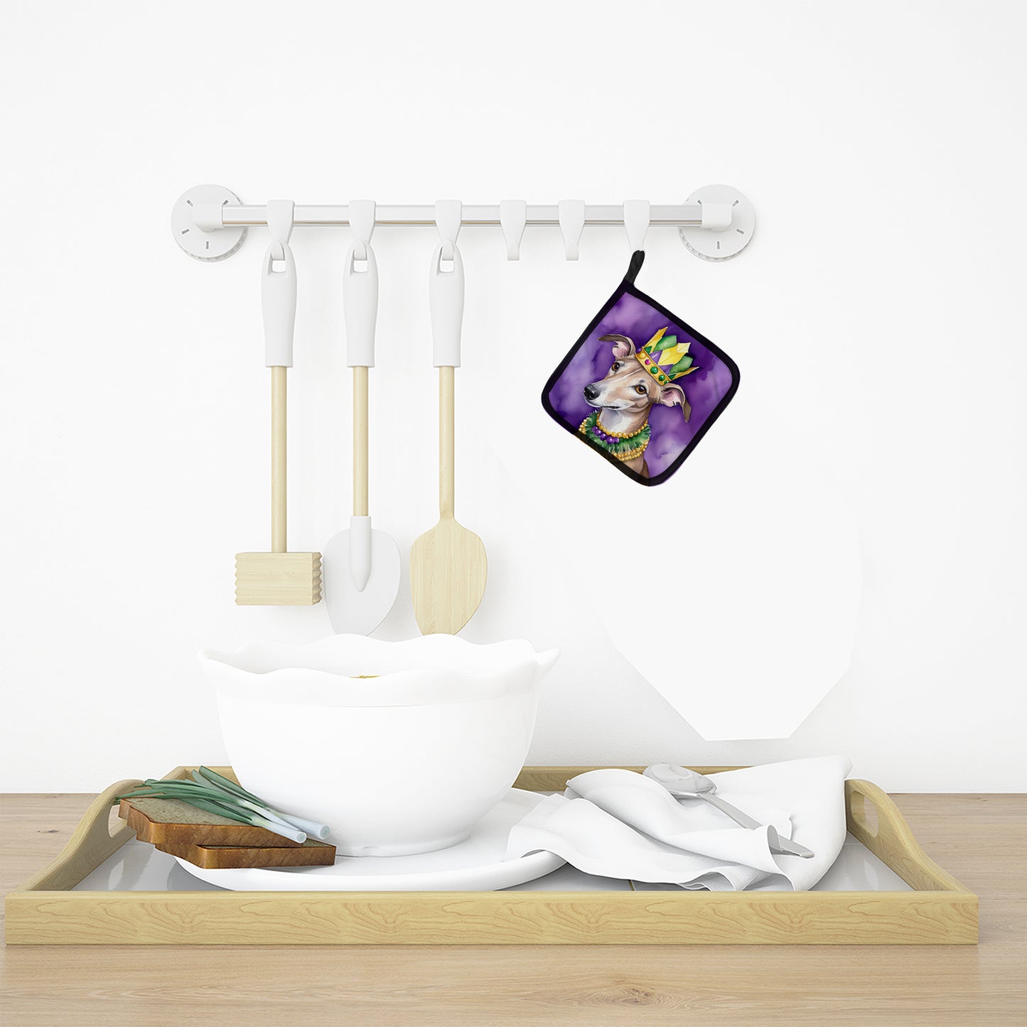 Greyhound King of Mardi Gras Pair of Pot Holders