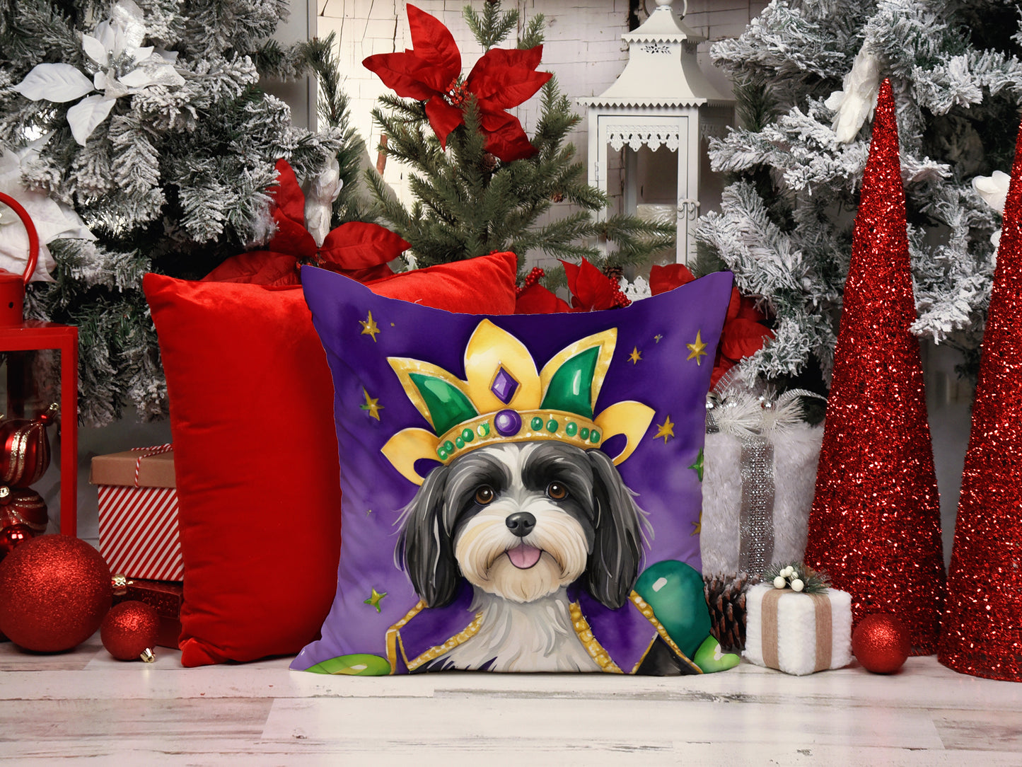 Havanese King of Mardi Gras Throw Pillow