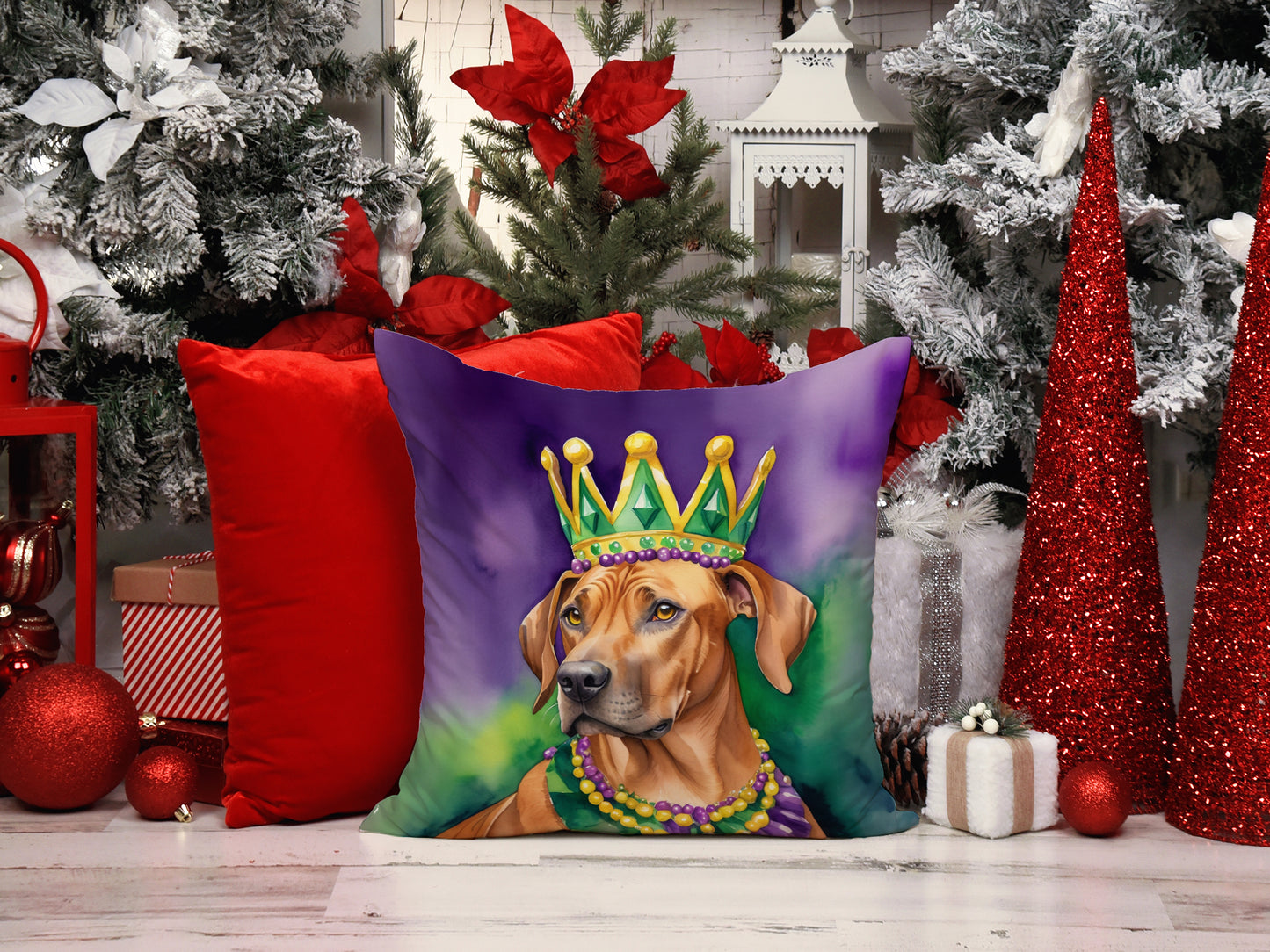 Rhodesian Ridgeback King of Mardi Gras Throw Pillow