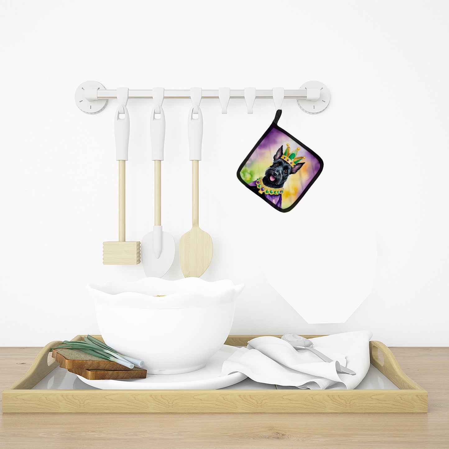 Scottish Terrier King of Mardi Gras Pair of Pot Holders