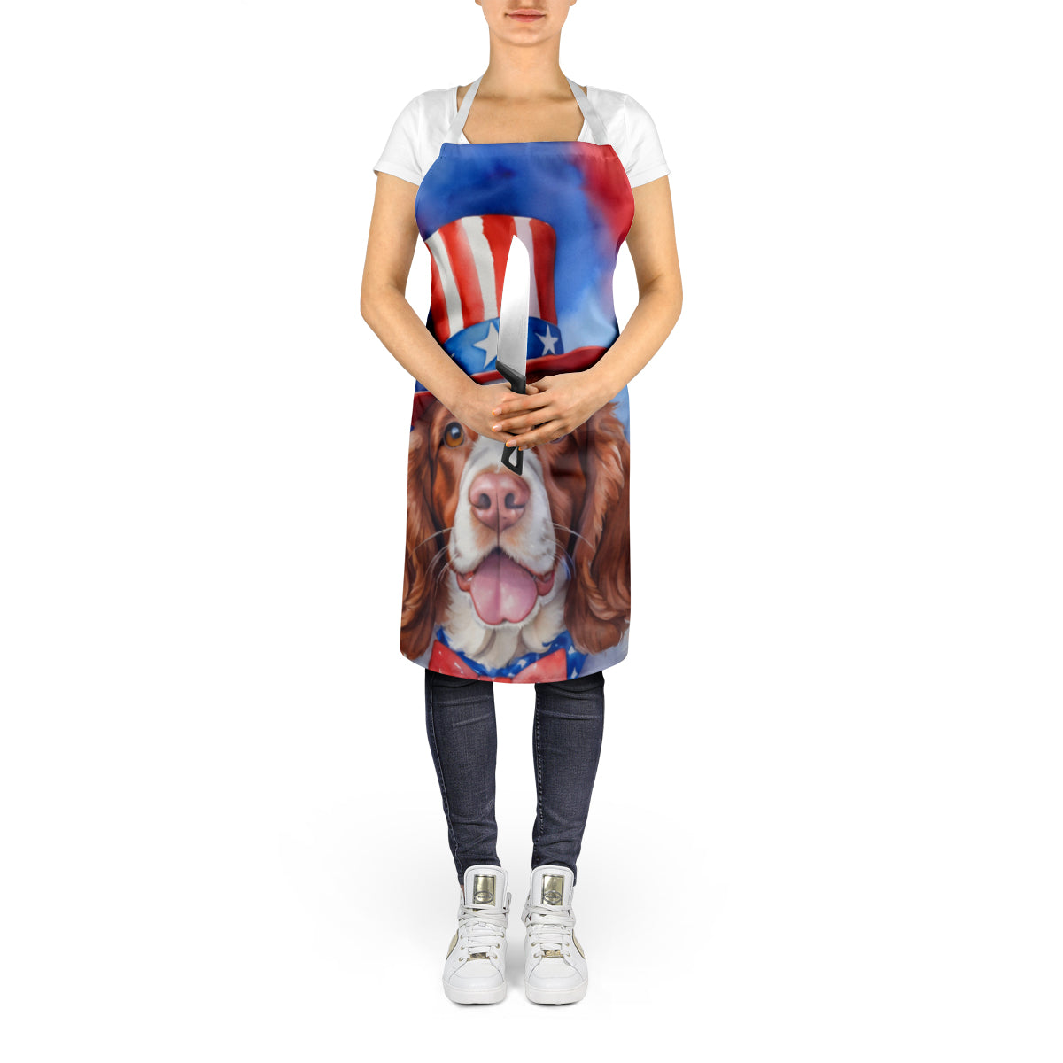 Welsh Springer Spaniel Patriotic American Apron