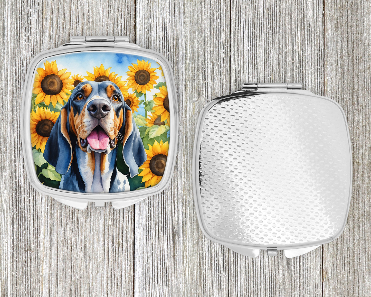 American English Coonhound in Sunflowers Compact Mirror