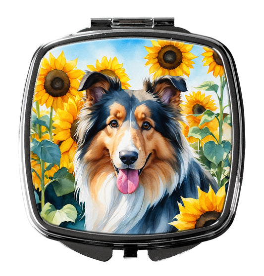 Buy this Collie in Sunflowers Compact Mirror