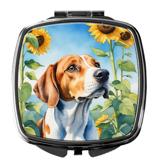 Buy this English Foxhound in Sunflowers Compact Mirror
