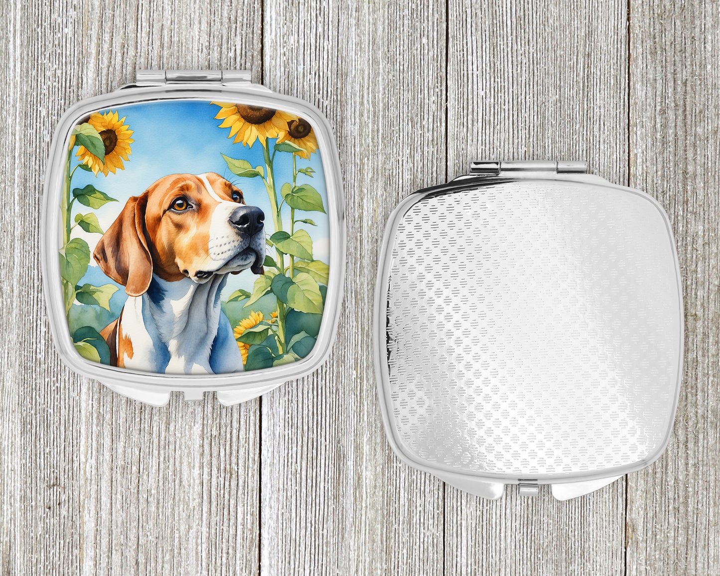 English Foxhound in Sunflowers Compact Mirror
