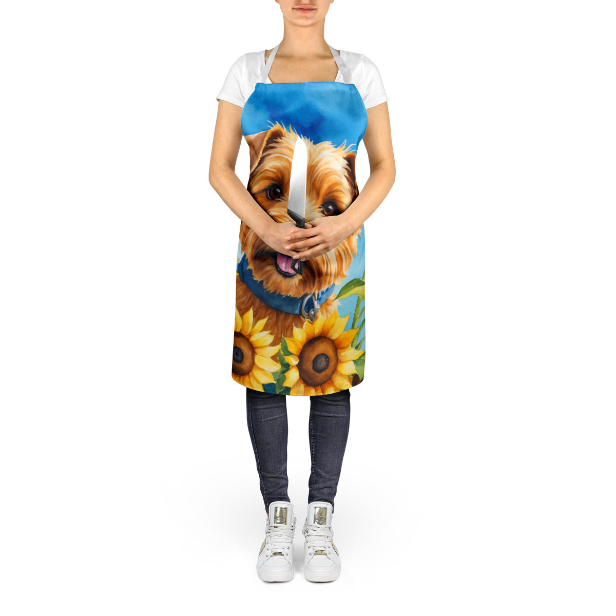 Norfolk Terrier in Sunflowers Apron
