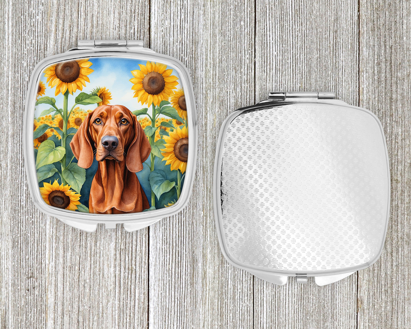 Redbone Coonhound in Sunflowers Compact Mirror