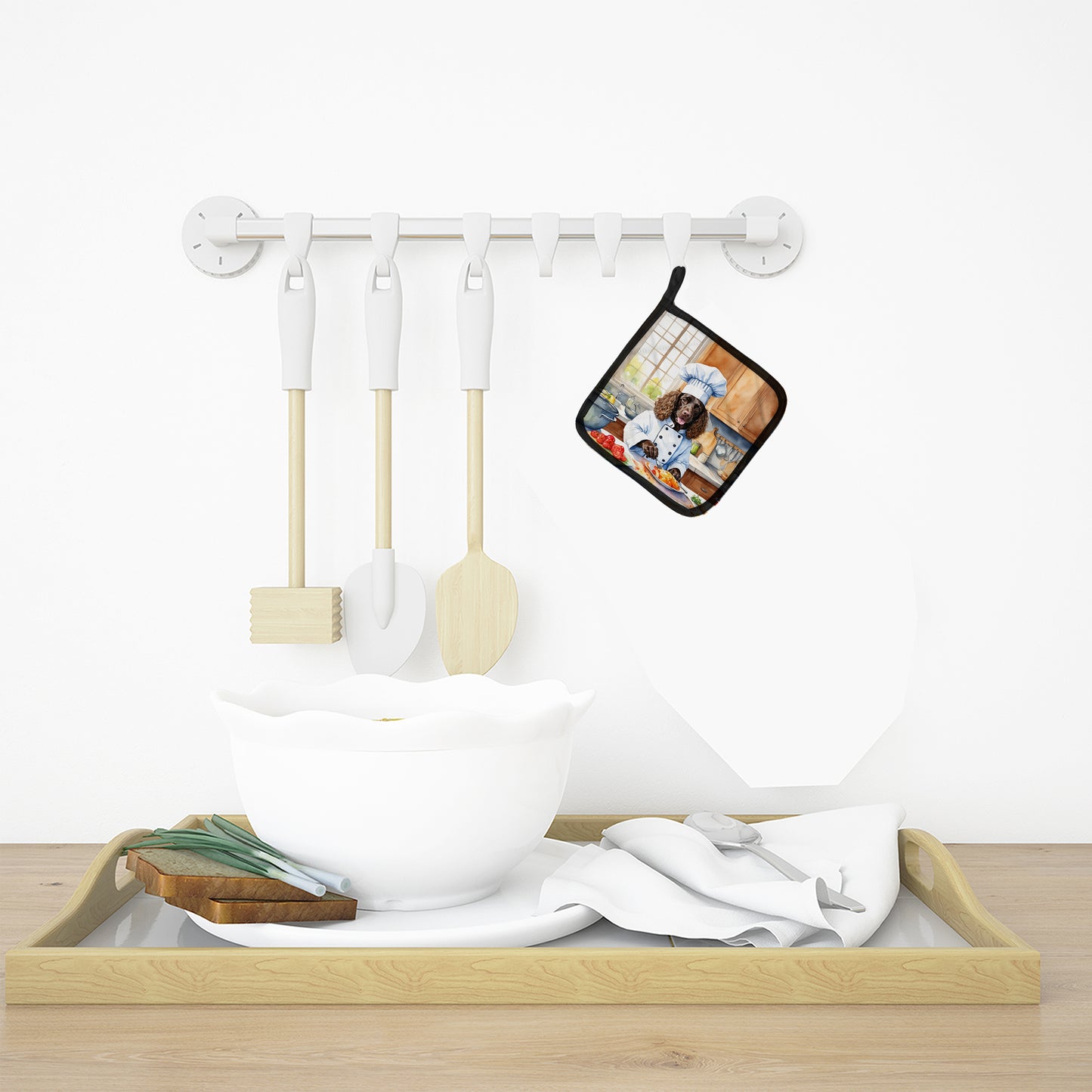 American Water Spaniel The Chef Pair of Pot Holders