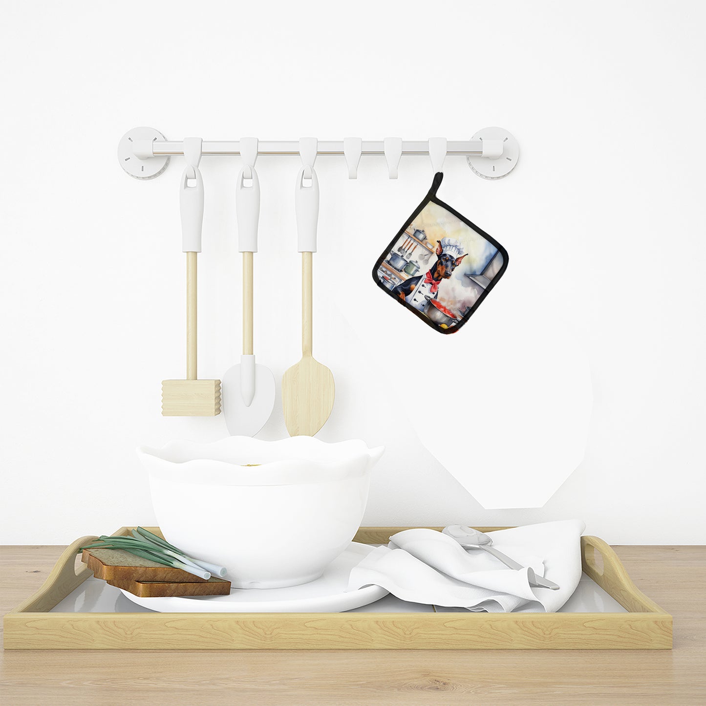 Doberman Pinscher The Chef Pair of Pot Holders