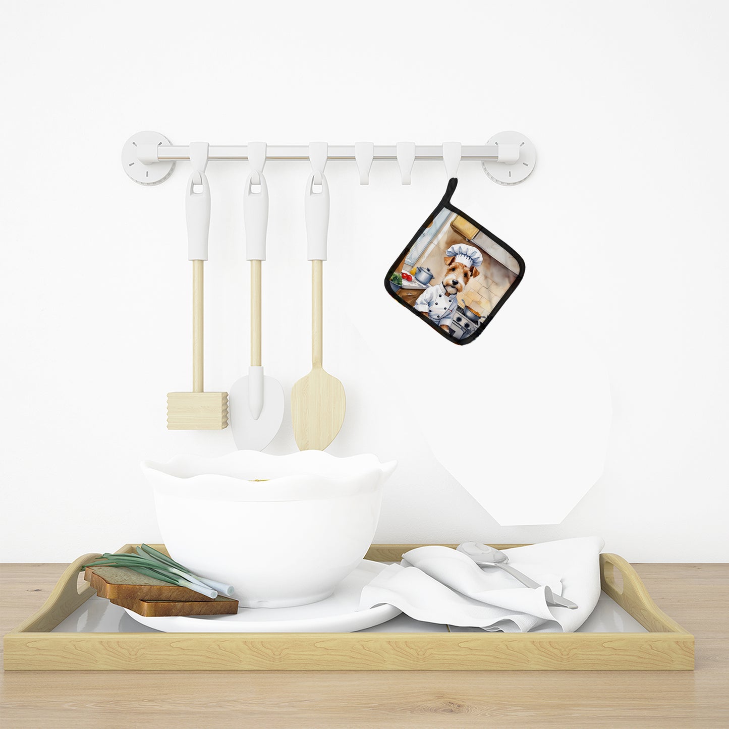 Fox Terrier The Chef Pair of Pot Holders