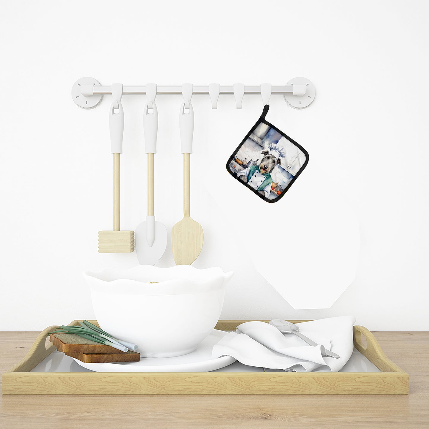 Irish Wolfhound The Chef Pair of Pot Holders