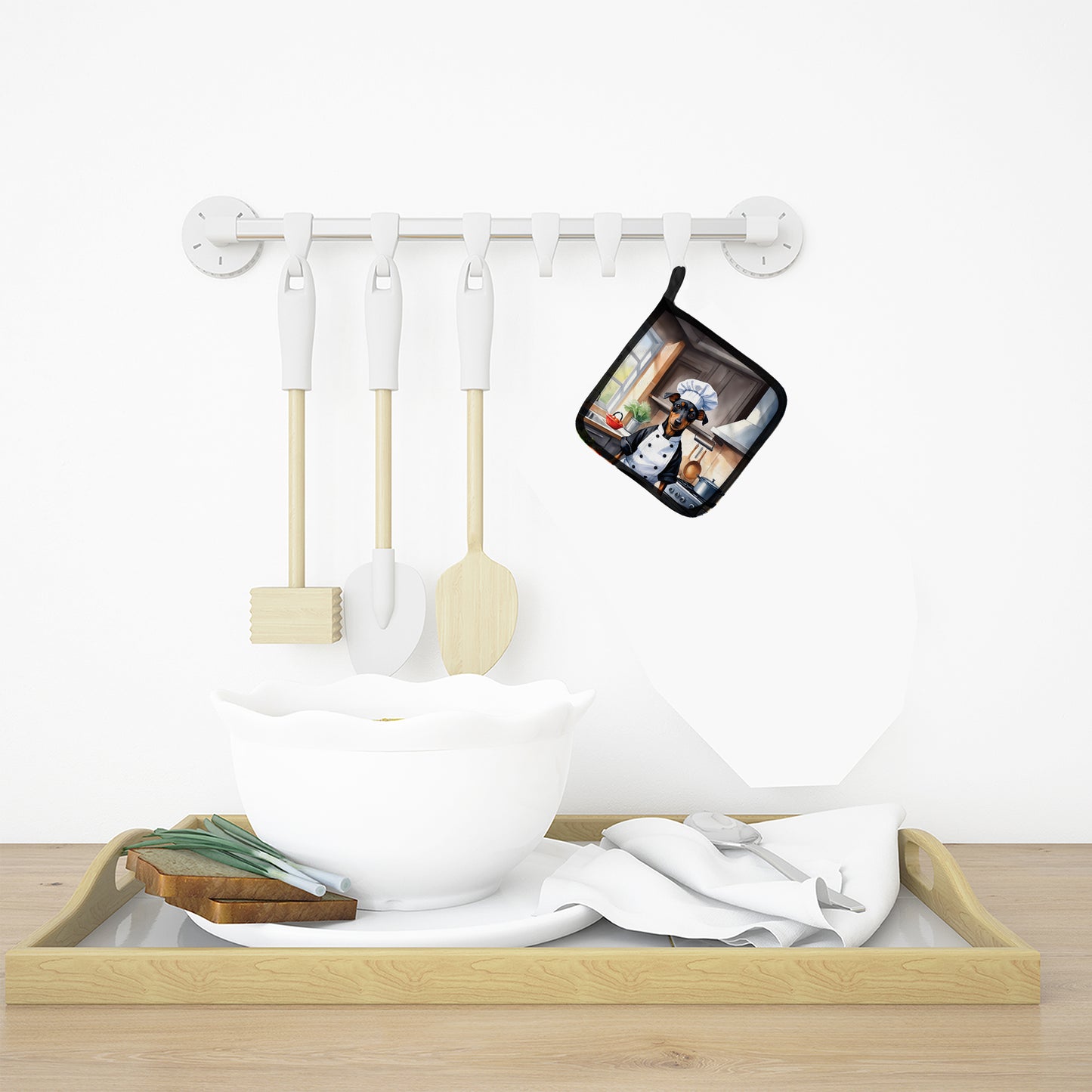 Manchester Terrier The Chef Pair of Pot Holders