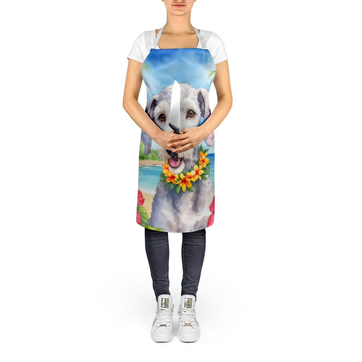 Bedlington Terrier Luau Apron