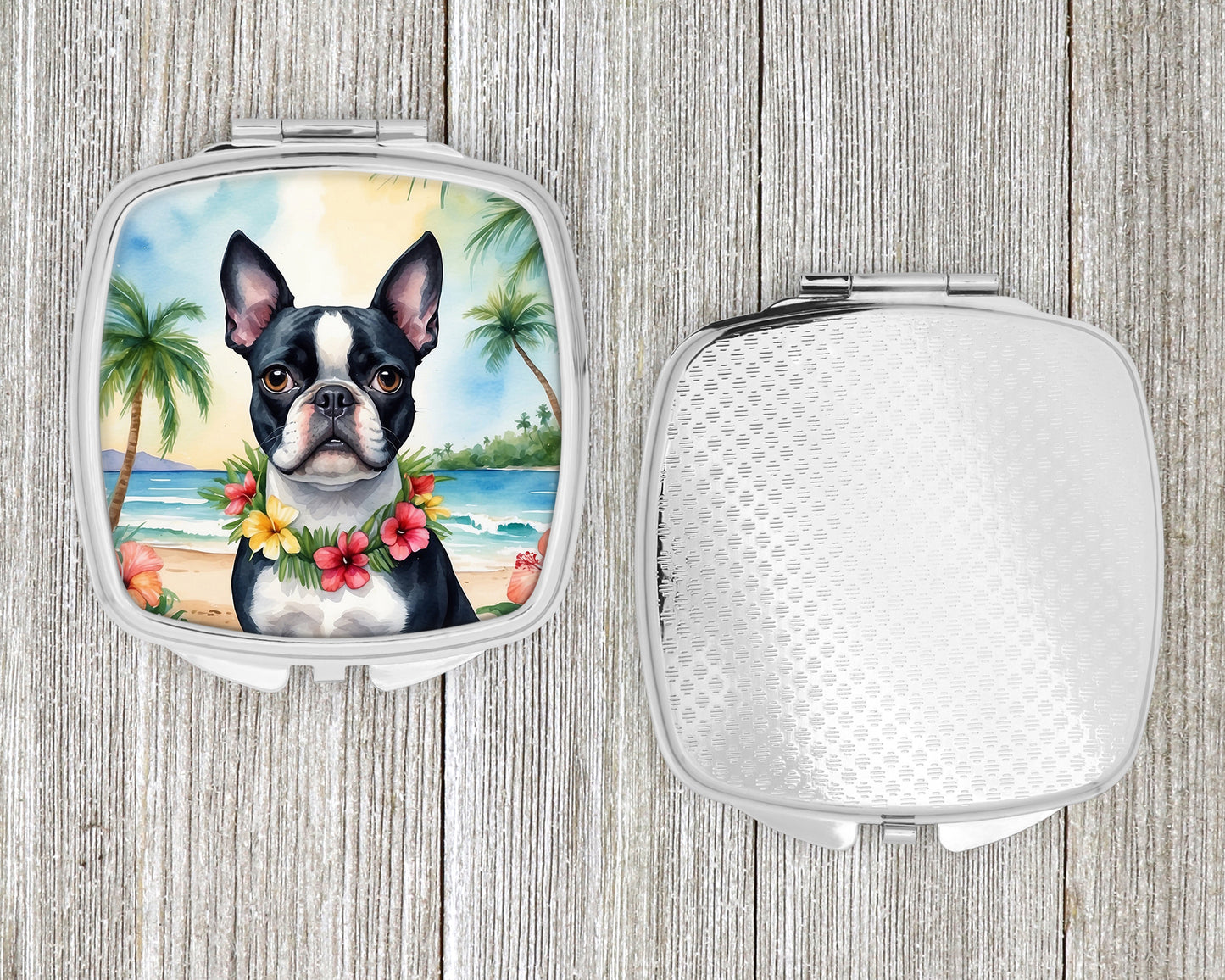 Boston Terrier Luau Compact Mirror