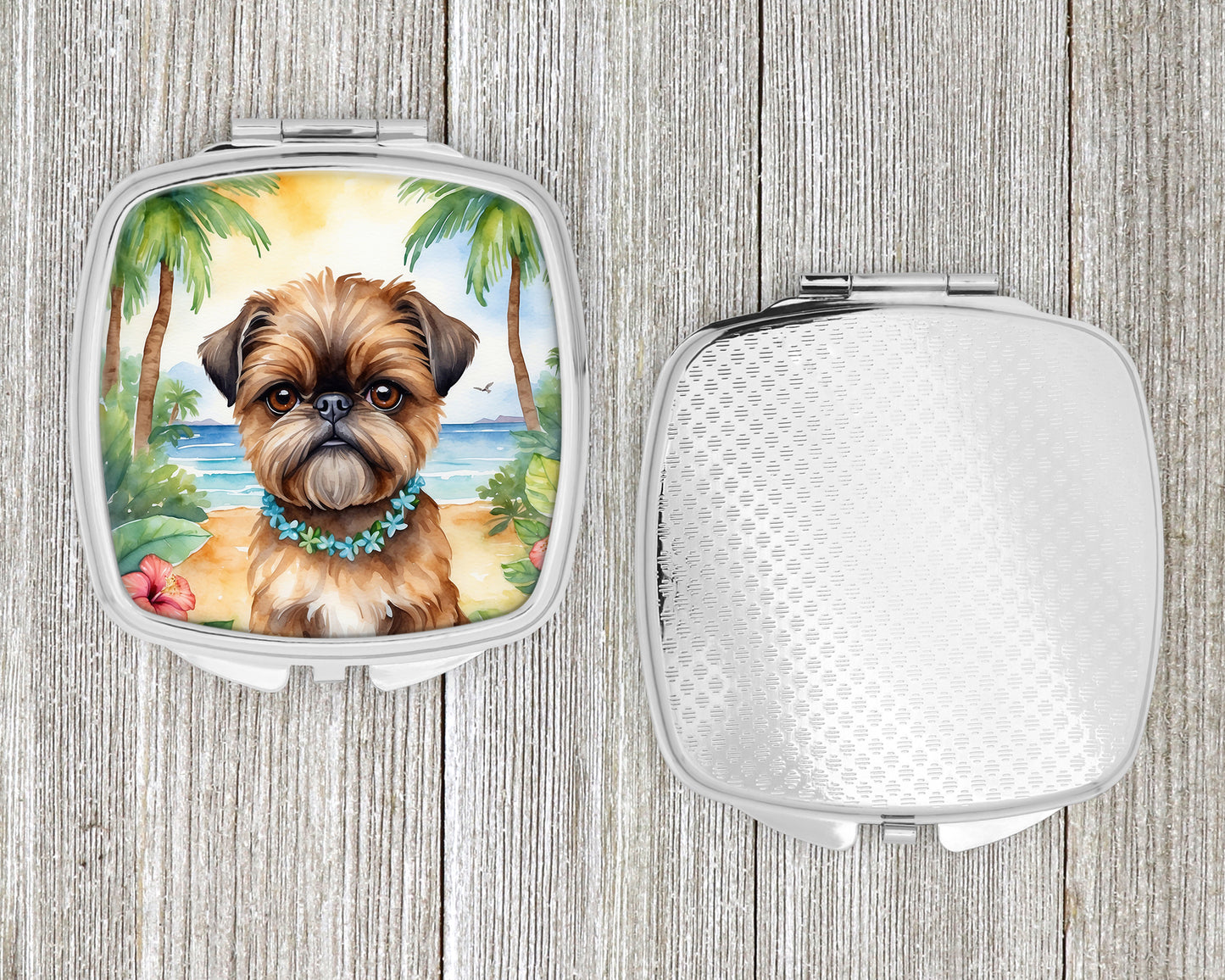 Brussels Griffon Luau Compact Mirror