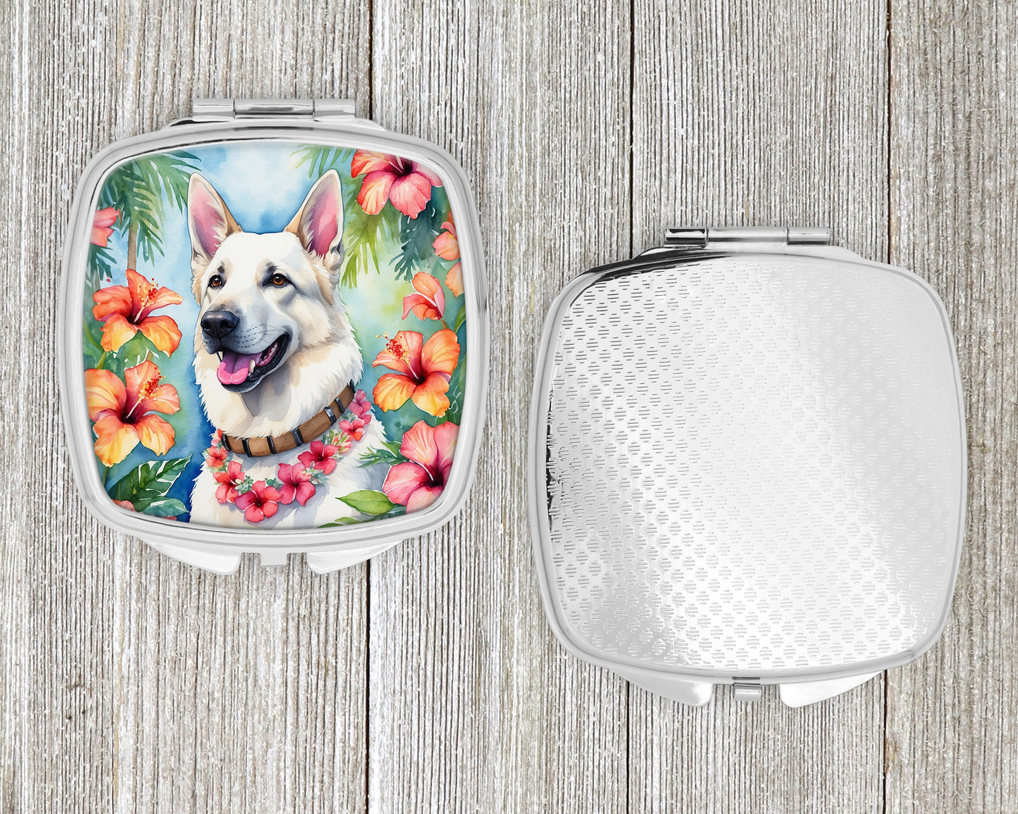 White German Shepherd Luau Compact Mirror