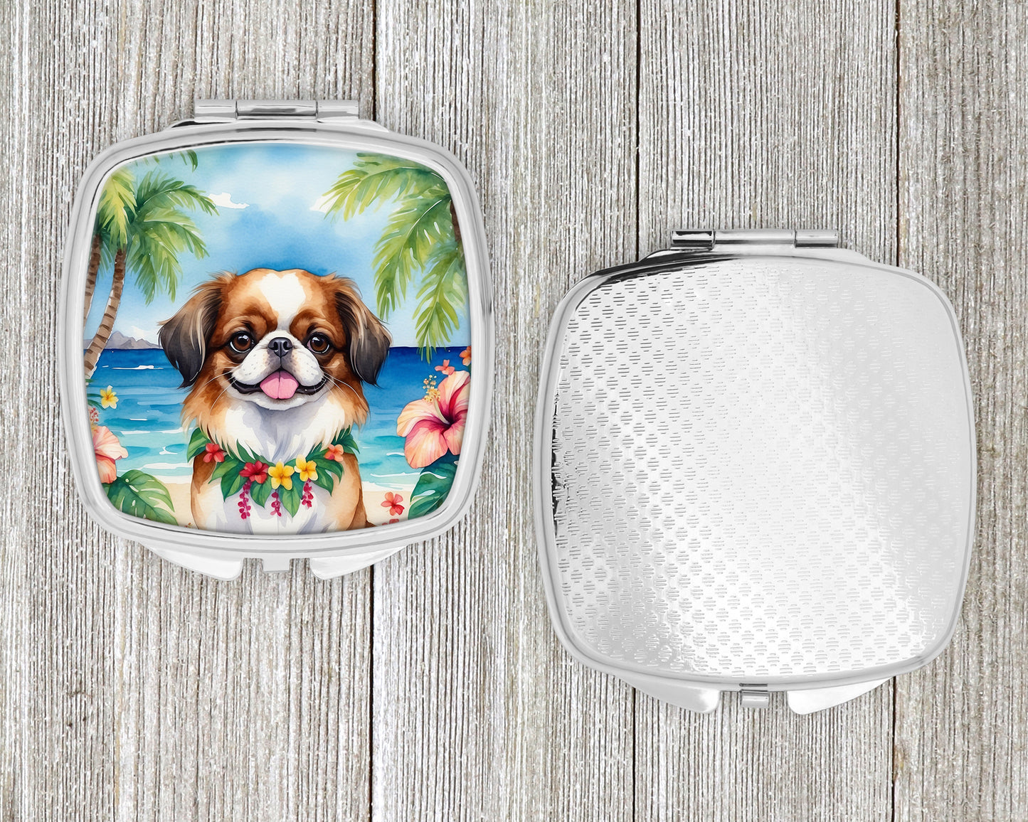 Japanese Chin Luau Compact Mirror